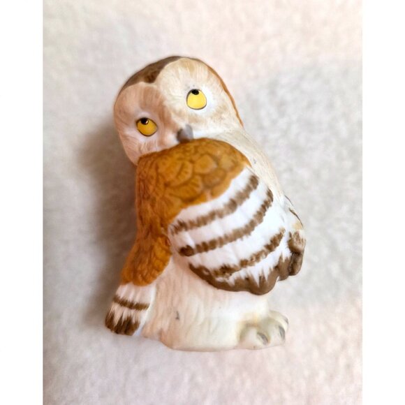 Vintage Franklin Mint Shy Barn Owl Salt & Pepper Shakers 1987 Noah's Ark Set - Picture 3 of 5